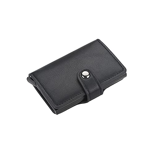 SUICRA Damen Geldbörse Brieftasche Männer PU Leder Brieftasche Retro Kurze Damen Brieftasche Mini Brieftasche (Color : Black) von SUICRA