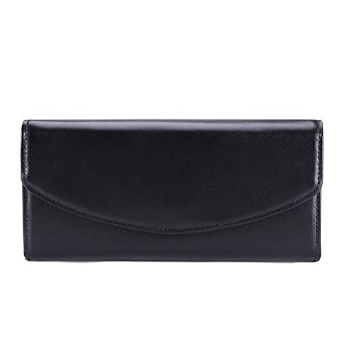 SUICRA Damen Geldbörse Brieftaschen, Damen-Geldbörse, Lange Brieftasche, Multi-Karten-Bit-Brieftasche, Ledergeldbörse, Geldbörsenmultifunktions (Color : Black) von SUICRA