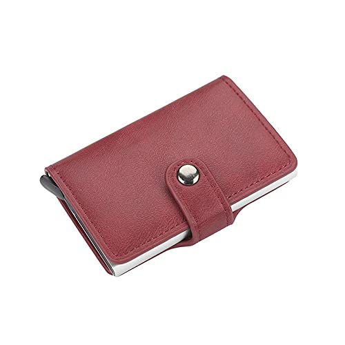 SUICRA Damen Geldbörse Business Kreditkartenhalter Damen Retro Aluminiumkasten PU. Pickup-Karte Brieftasche Notizback Brieftasche (Color : Red) von SUICRA