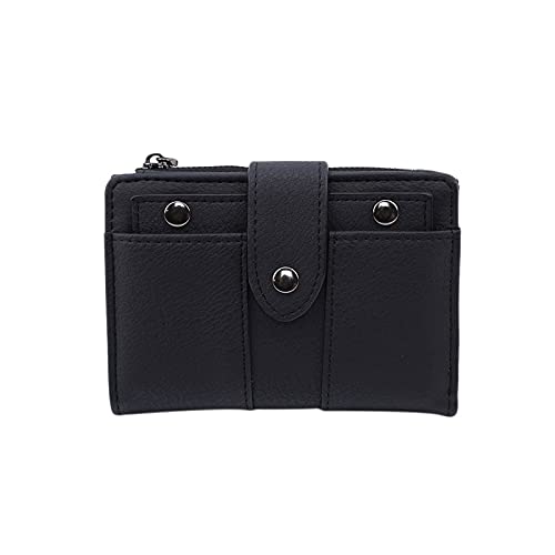 SUICRA Damen Geldbörse Damen Brieftasche Kleine Damen Einfache Retro- Damen Feste Weibliche Brieftasche (Color : Black) von SUICRA