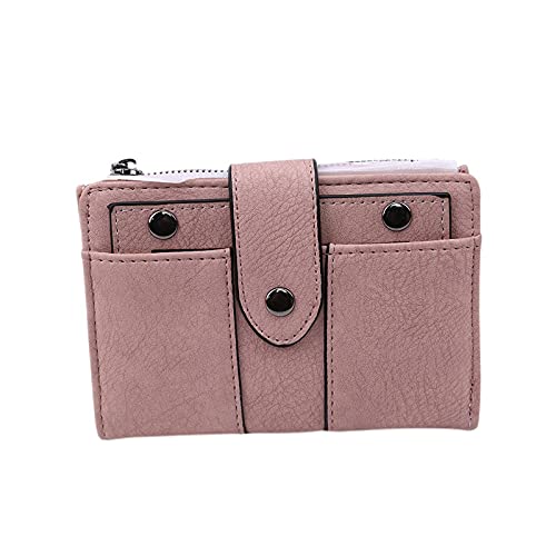 SUICRA Damen Geldbörse Damen Brieftasche Kleine Damen Einfache Retro- Damen Feste Weibliche Brieftasche (Color : Pink) von SUICRA