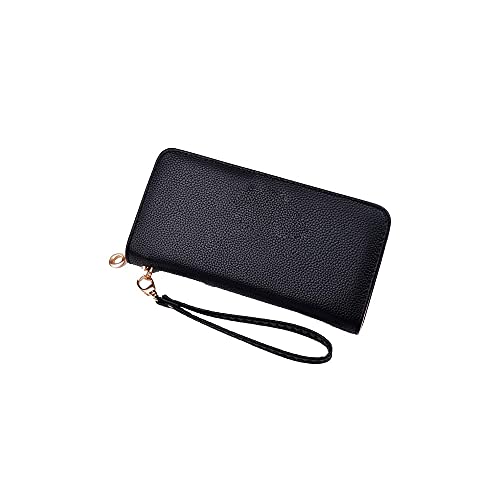 SUICRA Damen Geldbörse Damen-Lange Brieftasche mit zartem Reißverschluss, mit abnehmbarem Handgelenkband, denen Sie wählen können (Color : Black) von SUICRA