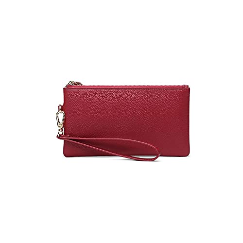 SUICRA Damen Geldbörse Damenbrieftasche, längst Stil, aus Ledermaterial, multifunktional, mit einfachem Reißverschluss, groß eingebauter Raum (Color : Red) von SUICRA