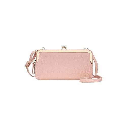 SUICRA Damen Geldbörse Damenbrieftasche mit Litschienmuster kann als Messenger Bag verwendet Werden, mit viel eingebautem Raum (Color : Pink) von SUICRA