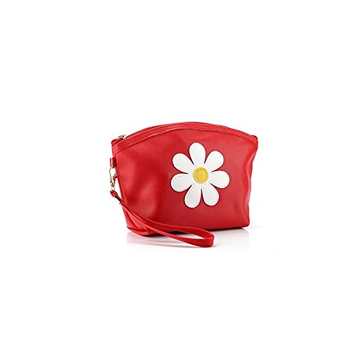SUICRA Damen Geldbörse Damenwarter, mit einem kleinen Chrysantheme-Muster, groß eingebauter Raum, kann als Handtasche verwendet Werden, geben Kosmetika und andere Dinge (Color : Red) von SUICRA
