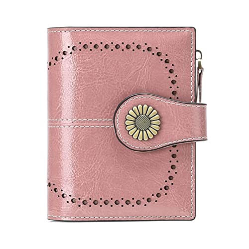 SUICRA Damen Geldbörse Echtes Leder Brieftaschen for Frauen, die kleine einfache Kurze Bifold-Mini-Münz-Taschengeldbörse for jugendlich Mädchen blockieren (Color : Light pink) von SUICRA