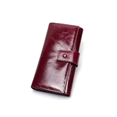 SUICRA Damen Geldbörse Echtes Leder Frauen Brieftasche Clutch Bag Weibliche Lange Kartenhalter Lady Münze Geldbörse (Color : Wine red) von SUICRA