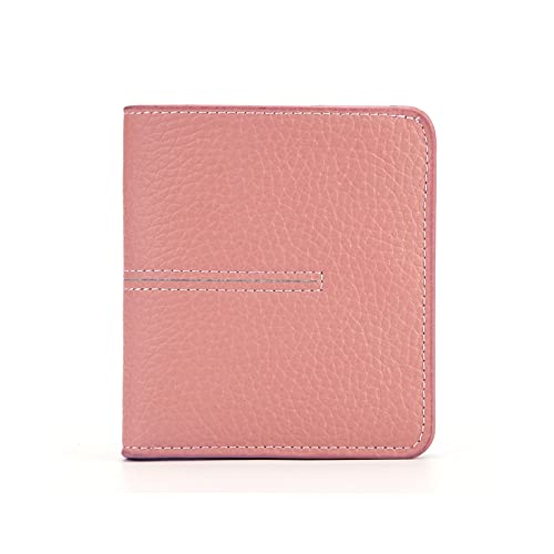 SUICRA Damen Geldbörse Echtes Leder Frauen Brieftasche Einfache Nähfaden Kurzer Mini Geldbörsen Weibliche Geldbörsen Damen Geld Kupplungshalter (Color : Pink) von SUICRA