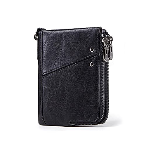 SUICRA Damen Geldbörse Echtes Leder Frauen Brieftasche Weibliche Rote Münze Geldbörse Kleine Walet Geld Tasche Lady Mini Karteninhaber (Color : Black) von SUICRA