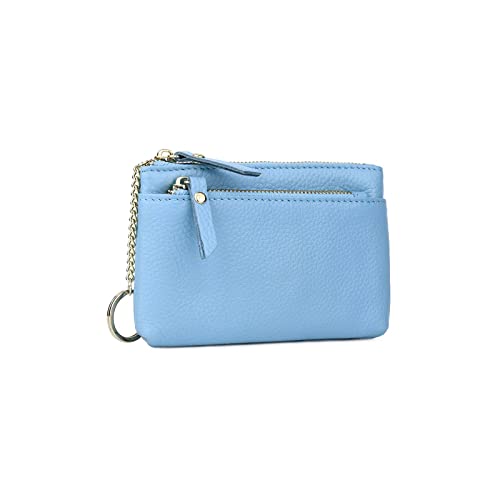 SUICRA Damen Geldbörse Echtes Leder Frauen Brieftasche mit Schlüsselinhabern Design Zipper Münze Geldbörsen (Color : Light Blue) von SUICRA