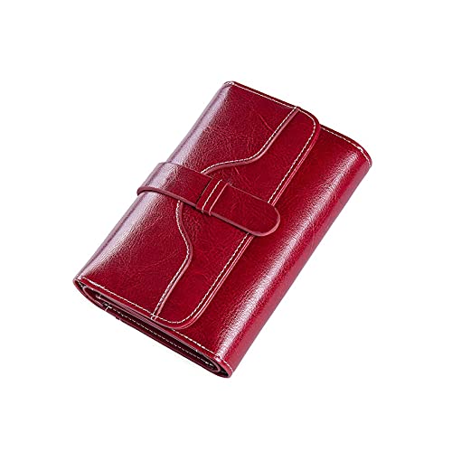 SUICRA Damen Geldbörse Echtes Leder Frauen Brieftasche und Geldbörsen Münze Geldbörse Weibliche Kleine Walet Dame Für Geld Tasche (Color : Red) von SUICRA