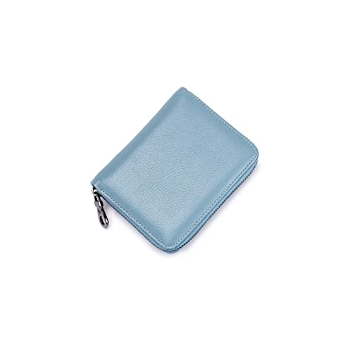 SUICRA Damen Geldbörse Echtes Leder Frauen Reißverschluss Karte Brieftasche Kleine Pass Geldbörse Für Weibliche Geldbörsen mit Karteninhaber Reisegeldbeutel (Color : Blue) von SUICRA