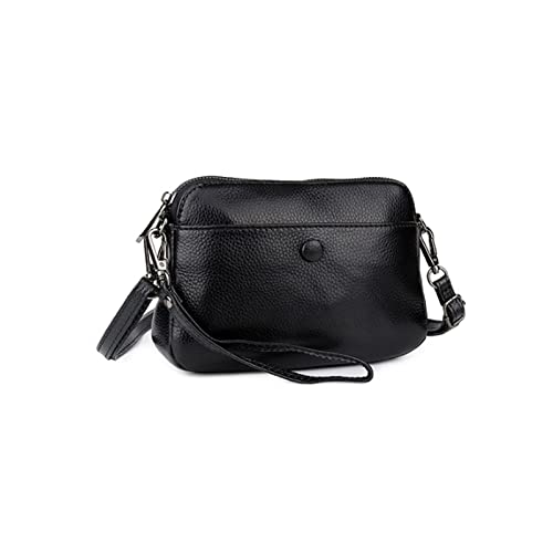 SUICRA Damen Geldbörse Echtes Leder Kreuzkörper-Taschen Multi-Funktion Messenger Bag Damen Ledertasche Frauen Kupplungsbeutel (Color : Black) von SUICRA