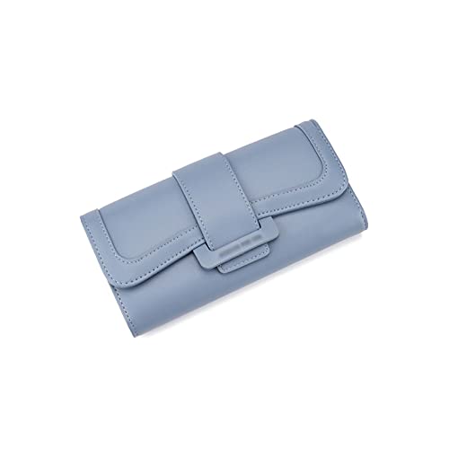 SUICRA Damen Geldbörse Einfache Leder Brieftaschen für Frauen Trifold Wallet Kartenhalter Lange Kupplungsbeutel Dame Geldbörse für täglich (Color : Blue) von SUICRA