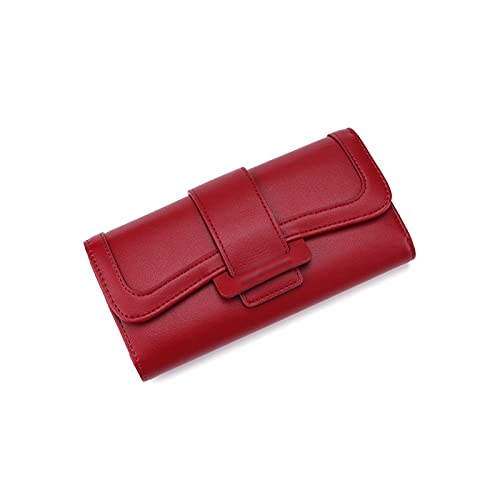 SUICRA Damen Geldbörse Einfache Leder Brieftaschen für Frauen Trifold Wallet Kartenhalter Lange Kupplungsbeutel Dame Geldbörse für täglich (Color : Red) von SUICRA