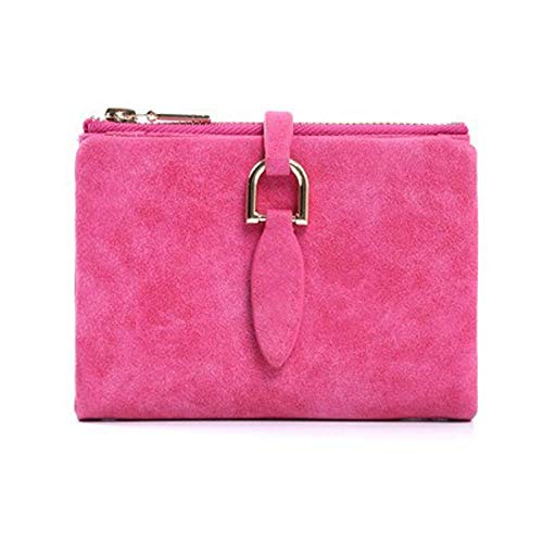 SUICRA Damen Geldbörse Er Short-Kupplungs-Mappe Kleine Matte Frauen Wallet Weibliche Handtasche (Color : Rose RED) von SUICRA