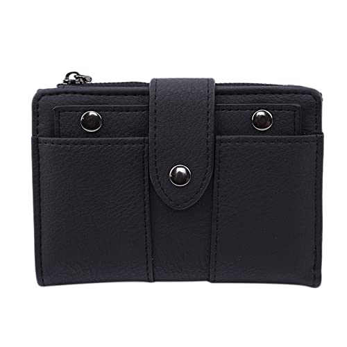 SUICRA Damen Geldbörse Frauen Brieftasche Einfache Retro Nieten Kurze Brieftasche Münze Geldbörse Karteninhaber Handtasche for Mädchen Geldbörse Kleine Brieftasche Damen (Color : Black) von SUICRA