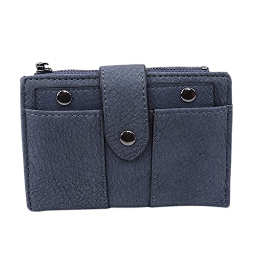 SUICRA Damen Geldbörse Frauen Brieftasche Einfache Retro Nieten Kurze Brieftasche Münze Geldbörse Karteninhaber Handtasche for Mädchen Geldbörse Kleine Brieftasche Damen (Color : Blue) von SUICRA