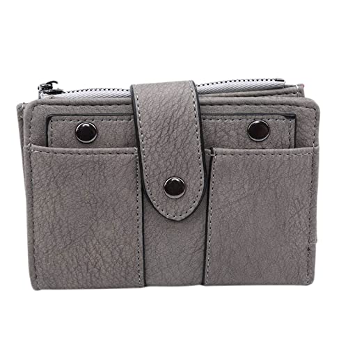 SUICRA Damen Geldbörse Frauen Brieftasche Einfache Retro Nieten Kurze Brieftasche Münze Geldbörse Karteninhaber Handtasche for Mädchen Geldbörse Kleine Brieftasche Damen (Color : Light Gray) von SUICRA