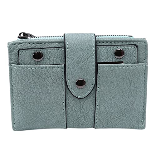 SUICRA Damen Geldbörse Frauen Brieftasche Einfache Retro Nieten Kurze Brieftasche Münze Geldbörse Karteninhaber Handtasche for Mädchen Geldbörse Kleine Brieftasche Damen (Color : Light Green) von SUICRA