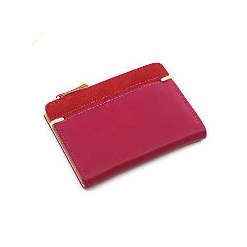 SUICRA Damen Geldbörse Frauen Brieftasche Kurzfrauen Münze Geldbörse Mode Brieftaschen for Frau Kartenhalter Kleine Damen Brieftasche Weibliche HASP Mini Clutch for Mädchen (Color : Rose red) von SUICRA