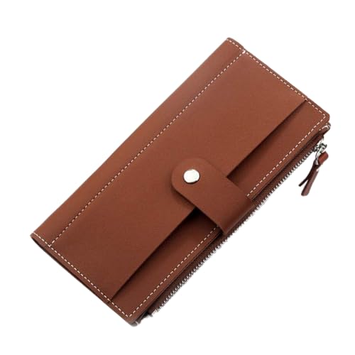 SUICRA Damen Geldbörse Frauen Brieftasche Lange Pu Rote Brieftasche Weibliche Geldbörse Kupplung Geld Frau Brieftasche Billetera Mujer Carteras (Color : Brown) von SUICRA