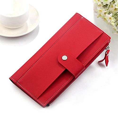 SUICRA Damen Geldbörse Frauen Brieftasche Lange Pu Rote Brieftasche Weibliche Geldbörse Kupplung Geld Frau Brieftasche Billetera Mujer Carteras (Color : Red) von SUICRA