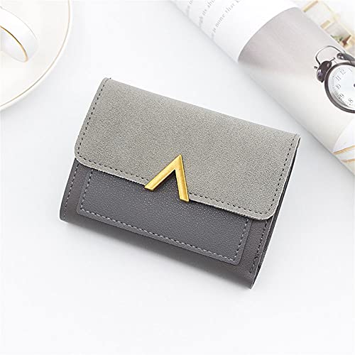 SUICRA Damen Geldbörse Frauen Brieftasche Retro Mini Kurzleder Brieftasche Mini Damen Mode Brieftasche und Geldbörse Kreditkarteninhaber (Color : Gray) von SUICRA