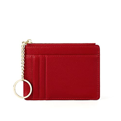 SUICRA Damen Geldbörse Frauen Brieftaschen Reißverschluss Pu. Leder Münze Geldbörse Mini Schlüsselanhänger Kleine Brieftasche Multi-Card Bit Kartenhalter Kartenhalter (Color : Red) von SUICRA