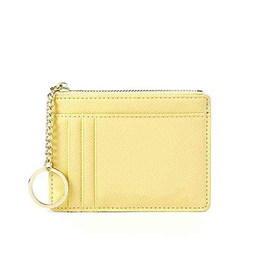 SUICRA Damen Geldbörse Frauen Brieftaschen Reißverschluss Pu. Leder Münze Geldbörse Mini Schlüsselanhänger Kleine Brieftasche Multi-Card Bit Kartenhalter Kartenhalter (Color : Yellow) von SUICRA