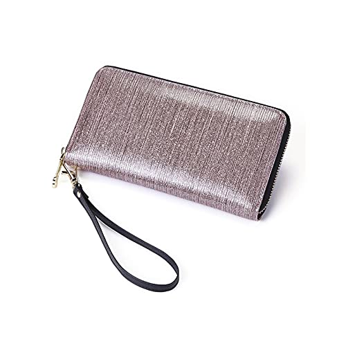 SUICRA Damen Geldbörse Frauen Geldbörse Echtes Leder Weibliche Geldbörsen Damen Lange Geldbörse Griff Kupplung Brieftaschen gebürstet Telefon Design Lange Wristlet Kupplung (Color : Pink) von SUICRA