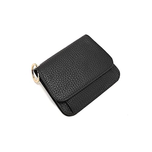 SUICRA Damen Geldbörse Frauen Geldbörse Echtes Leder Weibliche Münze Geld Geldbörse Designer Kleine Damen Brieftaschen Schlüsselanhänger Kartenhalter Kupplungsbeutel (Color : Black) von SUICRA