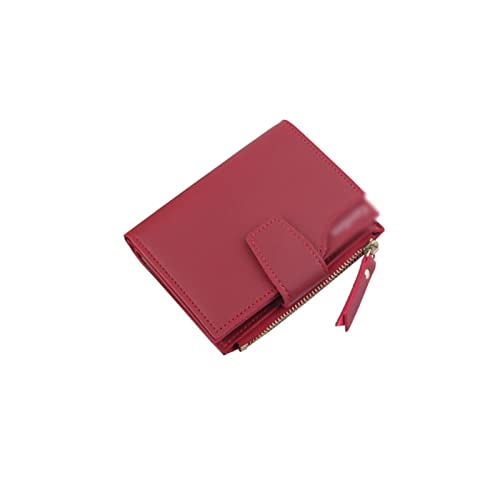 SUICRA Damen Geldbörse Frauen Geldbörse Kurzer Reißverschluss Brieftasche Wilde Münze Geldbörse Multi-Card Schnalle Kartentasche Nette Brieftaschen für Frauen Geldbörse Frauen (Color : Red) von SUICRA