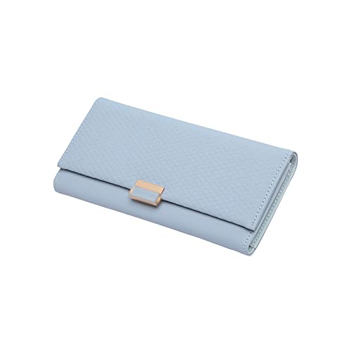 SUICRA Damen Geldbörse Frauen Geldbörsen, Brieftaschen aus Leder, Lange Schnallen, Brieftaschen mit großer Kapazität, Karteninhaber, Kupplungen (Color : Light Blue) von SUICRA