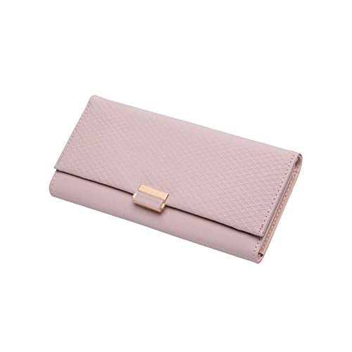 SUICRA Damen Geldbörse Frauen Geldbörsen, Brieftaschen aus Leder, Lange Schnallen, Brieftaschen mit großer Kapazität, Karteninhaber, Kupplungen (Color : Pink) von SUICRA