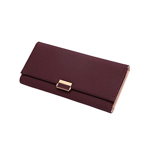 SUICRA Damen Geldbörse Frauen Geldbörsen, Brieftaschen aus Leder, Lange Schnallen, Brieftaschen mit großer Kapazität, Karteninhaber, Kupplungen (Color : Red) von SUICRA