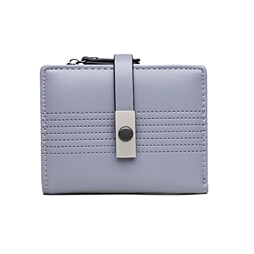 SUICRA Damen Geldbörse Frauen Geldbörsen, Brieftaschen mit Leder, Kurze Schnalle, kleine tragbare Geldtasche, Kartenkartentasche, Kupplung (Color : Blue) von SUICRA