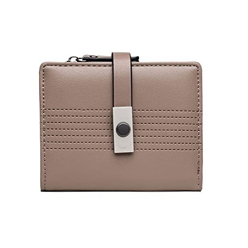 SUICRA Damen Geldbörse Frauen Geldbörsen, Brieftaschen mit Leder, Kurze Schnalle, kleine tragbare Geldtasche, Kartenkartentasche, Kupplung (Color : Bruin) von SUICRA