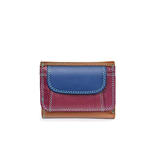 SUICRA Damen Geldbörse Frauen Geldbörsen Echtes Leder Mini Geldbörsen Weibliche Münze Geldbörse Kleine Frauen Brieftasche Kartenhalter Geld Taschen Damen Clutch (Color : Blue) von SUICRA