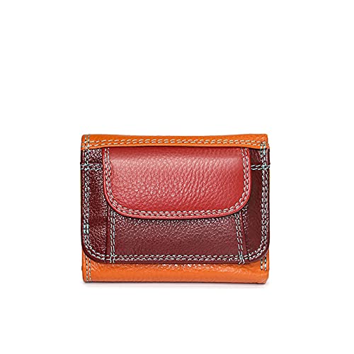 SUICRA Damen Geldbörse Frauen Geldbörsen Echtes Leder Mini Geldbörsen Weibliche Münze Geldbörse Kleine Frauen Brieftasche Kartenhalter Geld Taschen Damen Clutch (Color : Red) von SUICRA