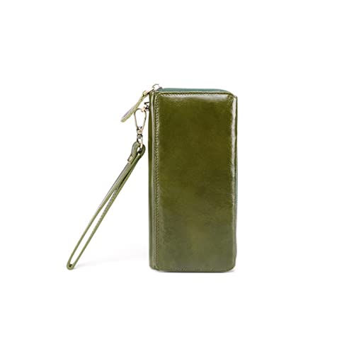 SUICRA Damen Geldbörse Frauen Geldbörsen Zwei Falten Echtes Leder Brieftasche Reißverschluss Kupplung Handtasche Handtaschen (Color : Green) von SUICRA