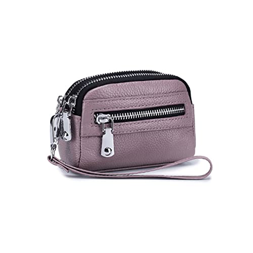 SUICRA Damen Geldbörse Frauen Handtasche Echtes Leder Kredit Multi-Kartenhalter Doppel Reißverschluss Münze Geldbörse Lippenstift Kupplung Geld Tasche (Color : Purple) von SUICRA