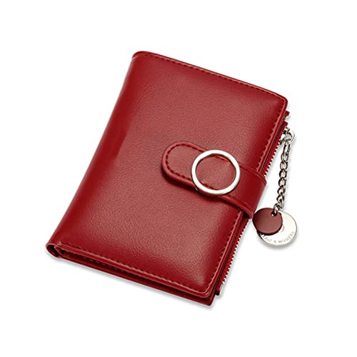 SUICRA Damen Geldbörse Frauen Kurze Brieftasche Weibliche Nette Geldbörse Viele Abteilung Damen Kleine Kupplung Geld Tasche Münze Geldbörse Kartenhalter Weibliche schlanke Brieftasche (Color : Red) von SUICRA