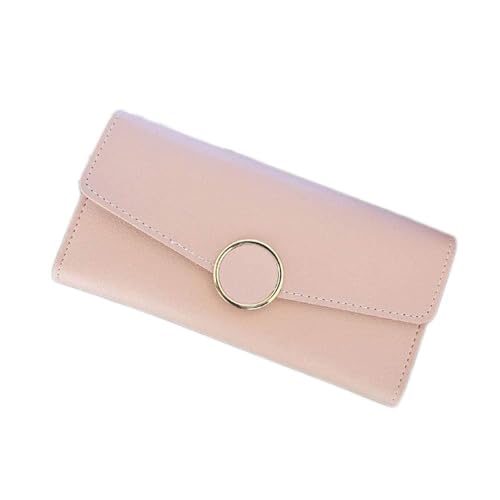 SUICRA Damen Geldbörse Frauen Lange Brieftaschen Geldbörsen Luxus Runde Shap Brieftaschen for Damen Mädchen Geld Tasche Kartenhalter Weibliche Brieftaschen Telefon Clutch Bag (Color : Pink) von SUICRA