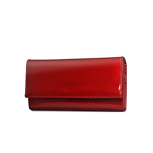 SUICRA Damen Geldbörse Frauen Leder Brieftasche Echtes Leder Frauen Geldbörsen Lange Weibliche Geldbörsen Damen Clutch Geldbörse lang ICH WÜRDE Kartenhalter-Münzsäcke (Color : Red) von SUICRA