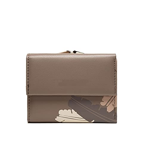 SUICRA Damen Geldbörse Frauen Leder Brieftasche Mode Kurze Schnalle Farbe Geld Tasche Münze Geldbörse Karten Fall Tragbare Kupplung (Color : Bruin) von SUICRA