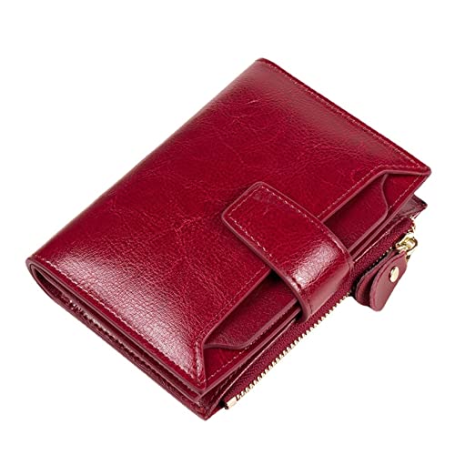 SUICRA Damen Geldbörse Frauen Leder Brieftasche Retro Öl Wachs Leder Mädchen Brieftasche Kurze Karten Fall Reißverschluss Nette Kleine Münzbörse for Frauen von SUICRA