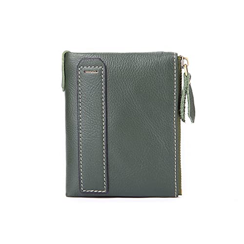 SUICRA Damen Geldbörse Frauen Leder Brieftasche Weibliche Münze Geldbörse Echtes Leder Kurze Damen Clutch Geldbörsen ICH WÜRDE Kartenhalter Geldbeutel (Color : Green) von SUICRA