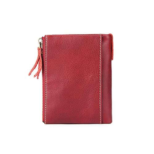 SUICRA Damen Geldbörse Frauen Leder Brieftasche Weibliche Münze Geldbörse Echtes Leder Kurze Damen Clutch Geldbörsen ICH WÜRDE Kartenhalter Geldbeutel (Color : Red) von SUICRA