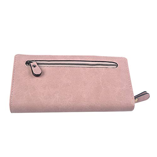 SUICRA Damen Geldbörse Frauen-Mappe Leder Classic Solid Color Fashion Reißverschluss Geldbeutel beiläufige Clutch (Color : Pink) von SUICRA